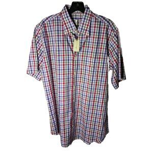 Peter Millar Men's Multi-Color Plaid Short‎ Sleeve Button Down Shirt Med NWT